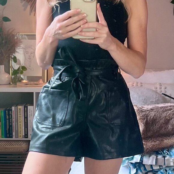 Paper Bag Leather Shorts- NWT- NEW with Tag- Francesca's - Picture 1 of 5